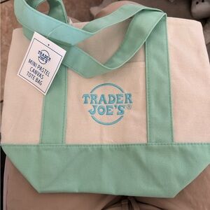 Trader Joe’s mini pastel Green Canvas Tote Bag